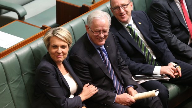 Deputy Labor leader Tanya Plibersek with Trade Minister Andrew Robb after the opposition voted with the government to defeat Greens MP Adam Bandt's amendments to the China FTA.