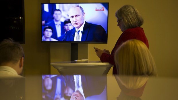 Mr Putin on air in Russia.