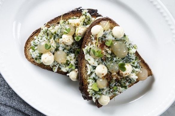 Go-to dish: Crab tartine.