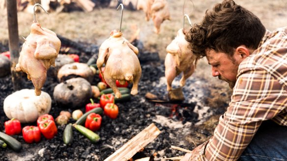 Prepping the junkyard barbecue.