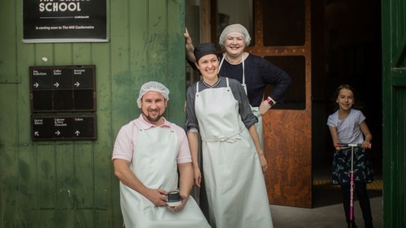 Ivan and Julie Larcher (left) with Alison Lansley at The Cheese School in October 2020.