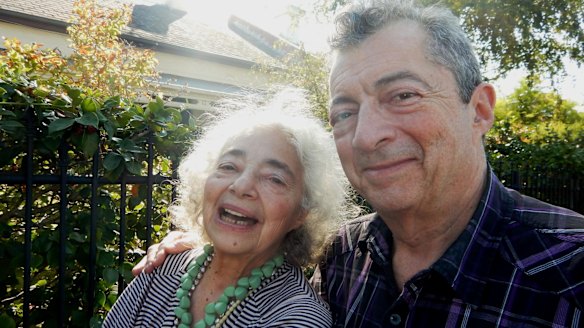 Mirka Mora pictured recently with her filmmaker son, Philippe.