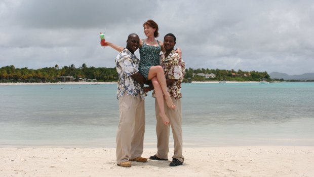Kathy Lette at Jumby Bay: Her plan was to lie beside the sea reading inferior fiction and sipping at a cocktail with a little umbrella in it.