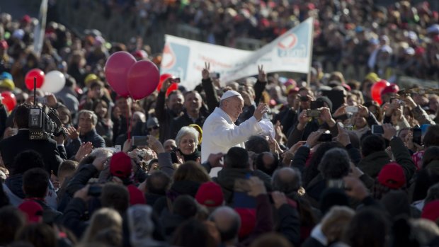 Pope Francis in St Peter's Square on Saturday.