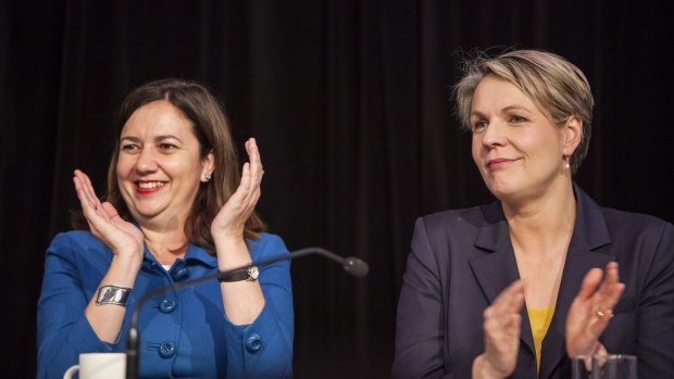 Opposition leader Annastacia Palaszczuk, pictured with federal deputy opposition leader Tanya Plibersek, has vowed to reverse the most contentious reforms of the LNP state government.