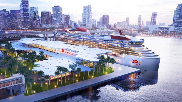 A rendering of the Virgin Voyages terminal.