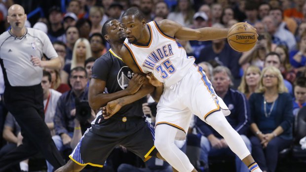Upgrade: Kevin Durant takes on Harrison Barnes. Durant will join the Warriors front court.