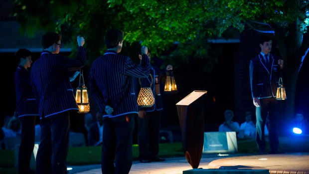 Scenes from the Marist College Canberra healing ceremony on Thursday night.