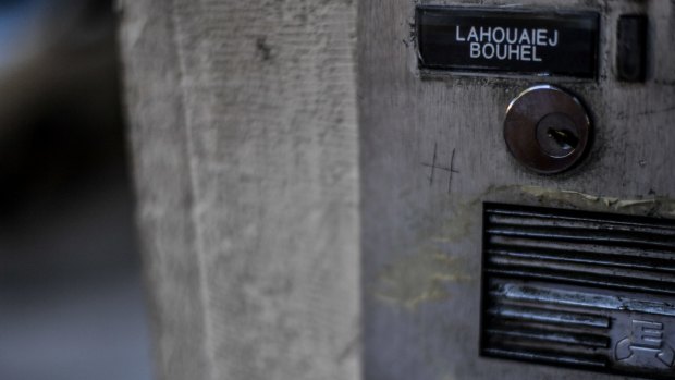 Mohamed Lahouaiej-Bouhlel's name as seen on the intercom of his apartment building in Nice.