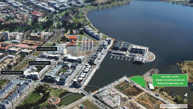 The $21 million site on Kingston Foreshore's Peninsula where a Territory Plan variation will allow up to six storeys of apartments.