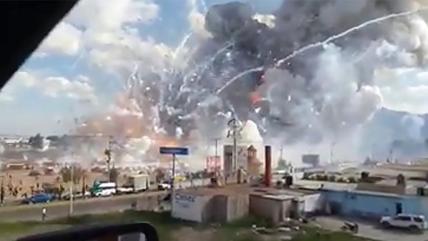 An explosion rips through the San Pablito fireworks market in Tultepec, Mexico.