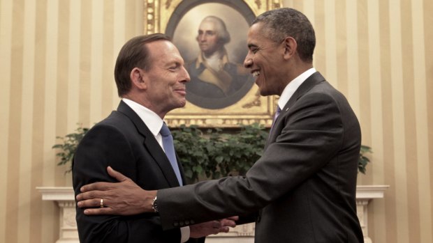 Tony Abbott, meets with Barack Obama in the Oval Office while prime minister in 2014. 
