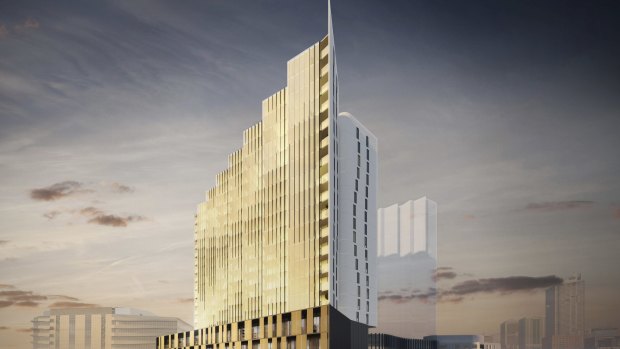 Melbourne's Docklands is a step closer to welcoming the latest addition to its growing skyline following the completion of the prototype room for the waterfront's first five-star hotel, Peppers Docklands Melbourne. Image supplied.
