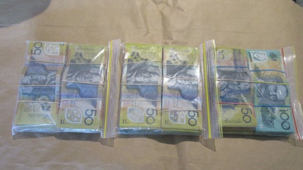 Cash seized from a Canberra home.
