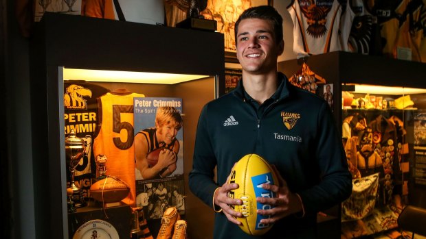 Hawthorn young gun Ryan Burton was given the No.5 of Peter Crimmins.