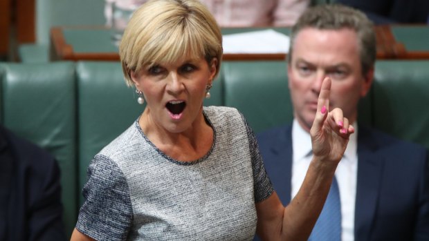 Foreign Minister Julie Bishop goes on the attack during question time.