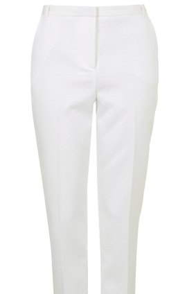 Topshop contrast waistband cigarette trousers, $90.