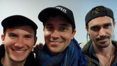 Looking to make the definitive version: Writer-director Matthew Holmes (centre) flanked by two of the actors from The Legend Of Bell Hall, Jamie Coffa (left) and Jack Martin.