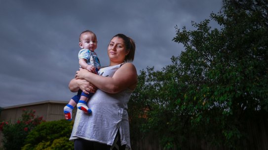 Jackie Falzon and her son, Frankie. She remembers gasping for breath and sobbing in terror.