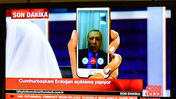 President Recep Tayyip Erdogan used Facetime to speak to the Turkish people.