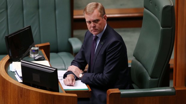 Hot seat: Speaker Tony Smith at Parliament House in Canberra.  Behind the serious face he wears up there in the big chair, he'd still like to be a bit of a boy.