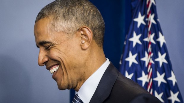 US President Barack Obama smiles during a press conference at the White House on Monday.