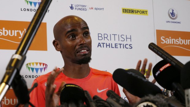 Facing questions: Great Britain's Mo Farah during a press conference before the IAAF Diamond League meet in Birmingham on the weekend.