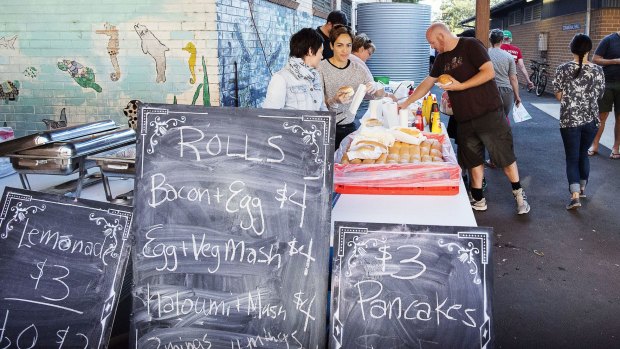 Spoilt for choice: Voters dig in at Erskineville Public School.