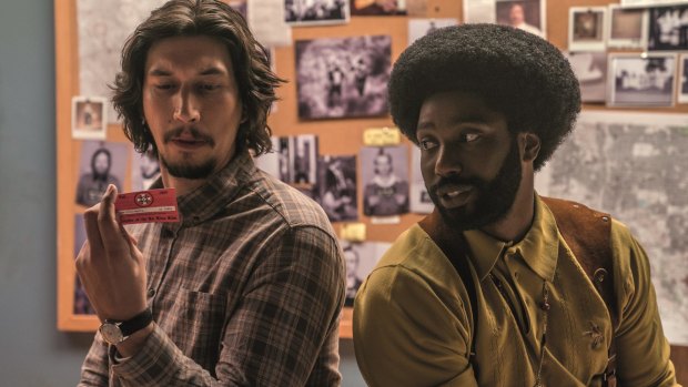 Adam Driver stars as Flip Zimmerman and John David Washington as Ron Stallworth in Spike Lee's BlacKkKlansman.