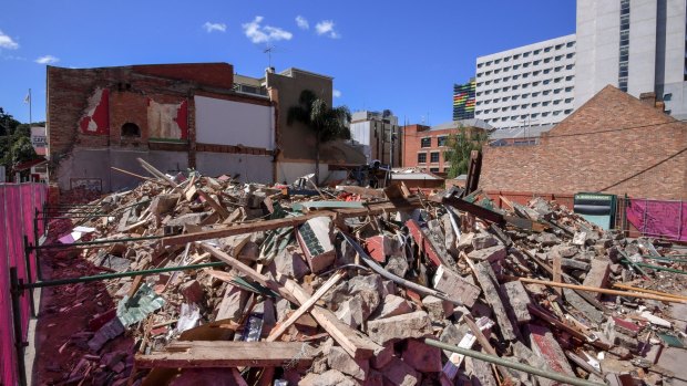 All that was left of Carlton's Corkman Irish Pub immediately after its illegal demolition. 