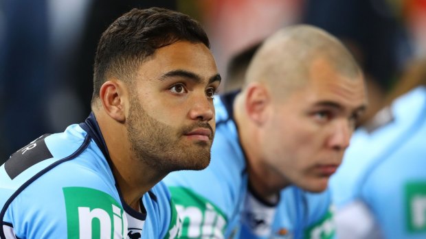 Stuck on the bench: Blues utility back Dylan Walker did not get into Origin I until the final 10 minutes.