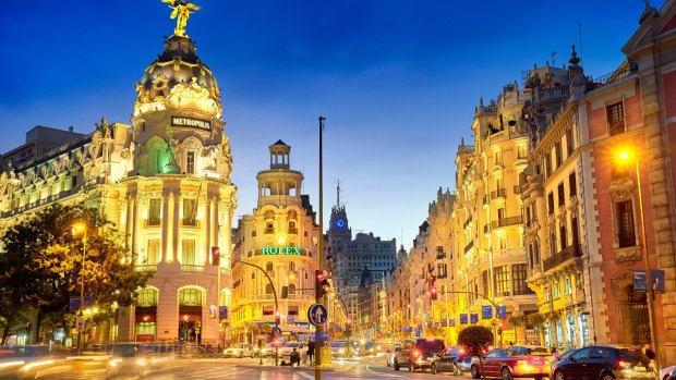 Gran Via in Madrid, where tapas is more than a dish, it's a way of life.