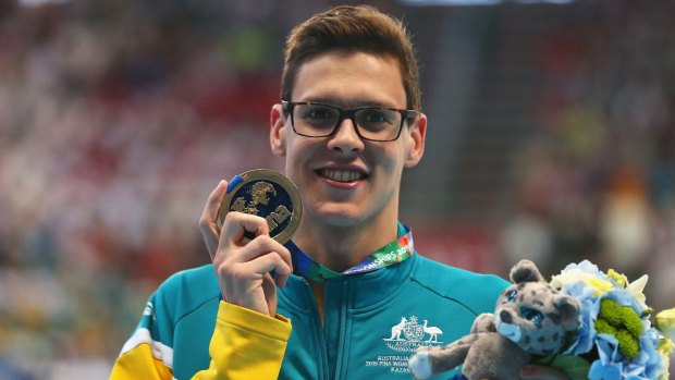 Golden smile: New 200-metre backstroke world champion Mitch Larkin