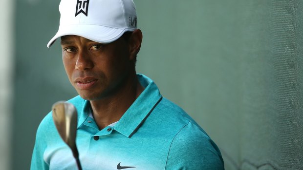 Stray cat: Tiger Woods was wayward from the tee in his third round.