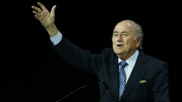 FIFA president Sepp Blatter speaks after he was re-elected.