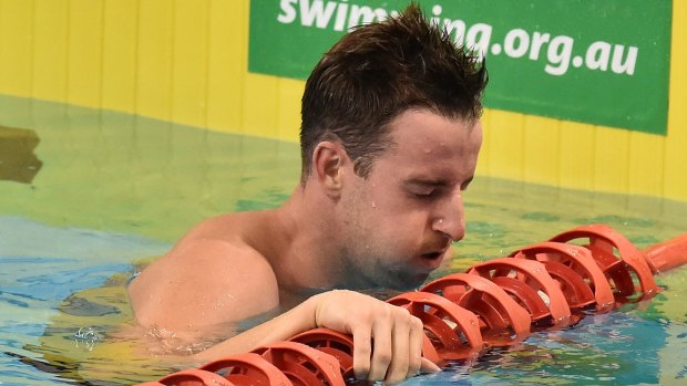Disappointing night: James Magnussen looks dejected after his swim.