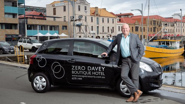 Tom Darke, general manager of Zero Davey in Hobart, says the boutique hotel has acquired a car for guests' use due to the severe shortage of rentals.