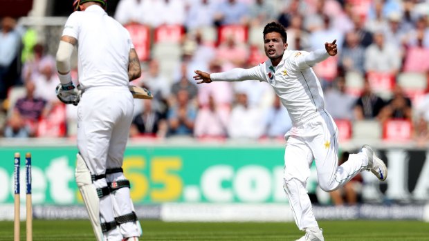 Pakistan's Mohammed Amir celebrates a wicket.