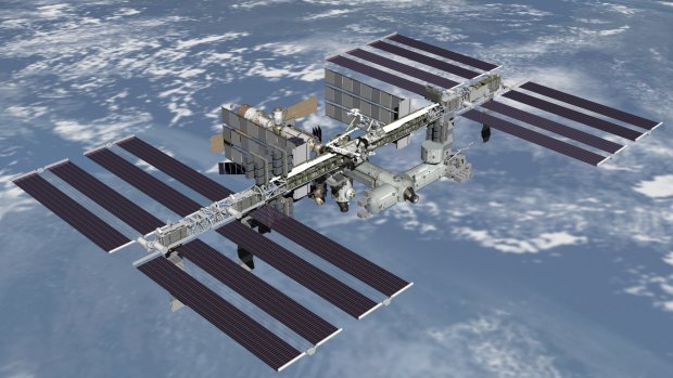 The space station is at risk from orbiting space debris.