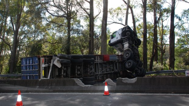 The scene of the truck crash on the M1. 