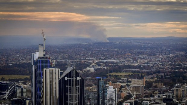 Smoke from the Coolaroo fire was visible from the CBD on Thursday.