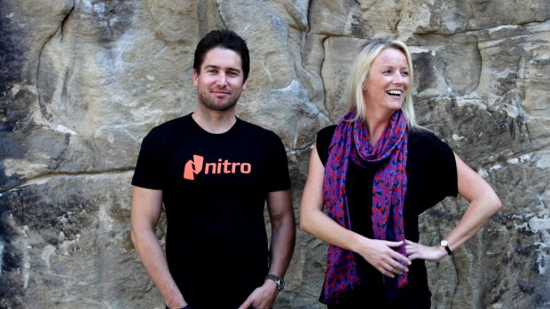 Sam Chandler with Nitro chief operating officer Gina O'Reilly. A third of the company's employees and a third of its senior executives are female.