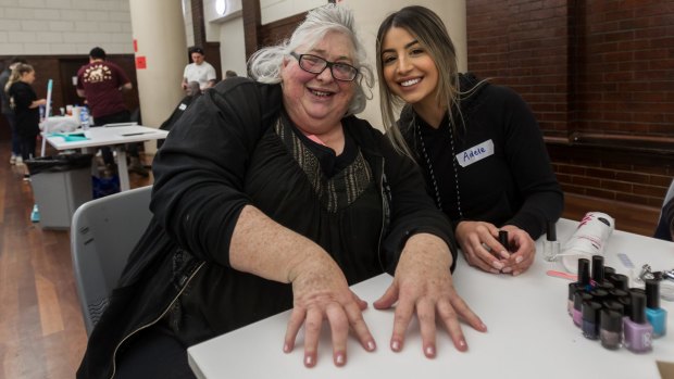 Nailed it: Darlene (left) had her nails done thanks to the services of Adele Zacharias.