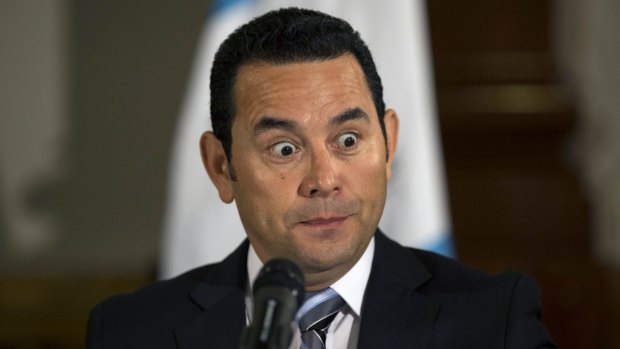President-elect Jimmy Morales  during a press conference in Guatemala City on Monday.
