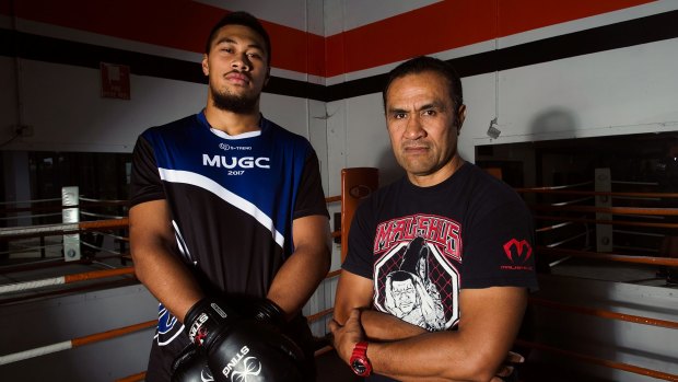 Henry Stowers (left) with Robert Auimatagi at Skamma Gym in Narre Warren. 