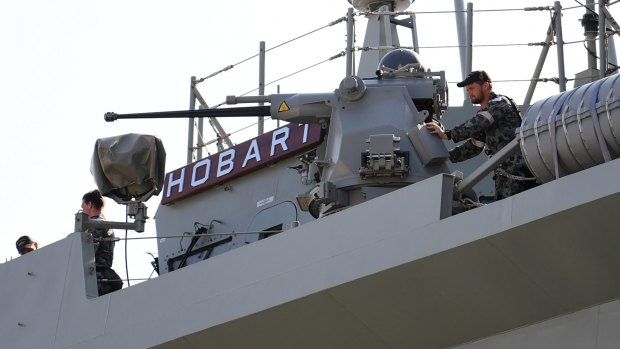 The newest destroyer in the Australian fleet, the HMAS Hobart.