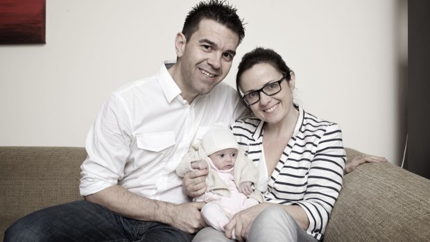 Darren Pinks, wife Clair and then six-week-old Saffron, who was born to a surrogate mother in India in 2012.