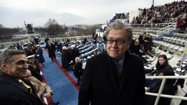Once were friends: Steve Bannon arrives for Donald Trump's inauguration at the US Capitol in Washington. 