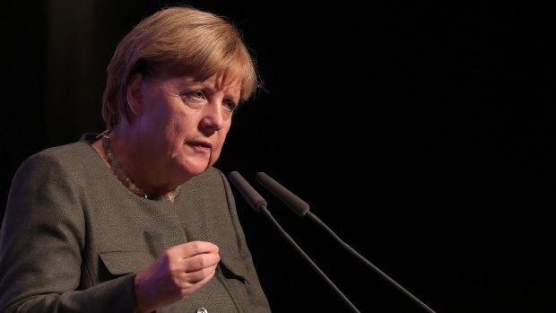 The incumbent: German Chancellor Angela Merkel speaks during a campaign rally in Hamburg this month.