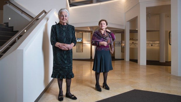 Olga Horak, left, and Dasia Black, photographed at the Jewish Museum in Sydney, which has published their books.